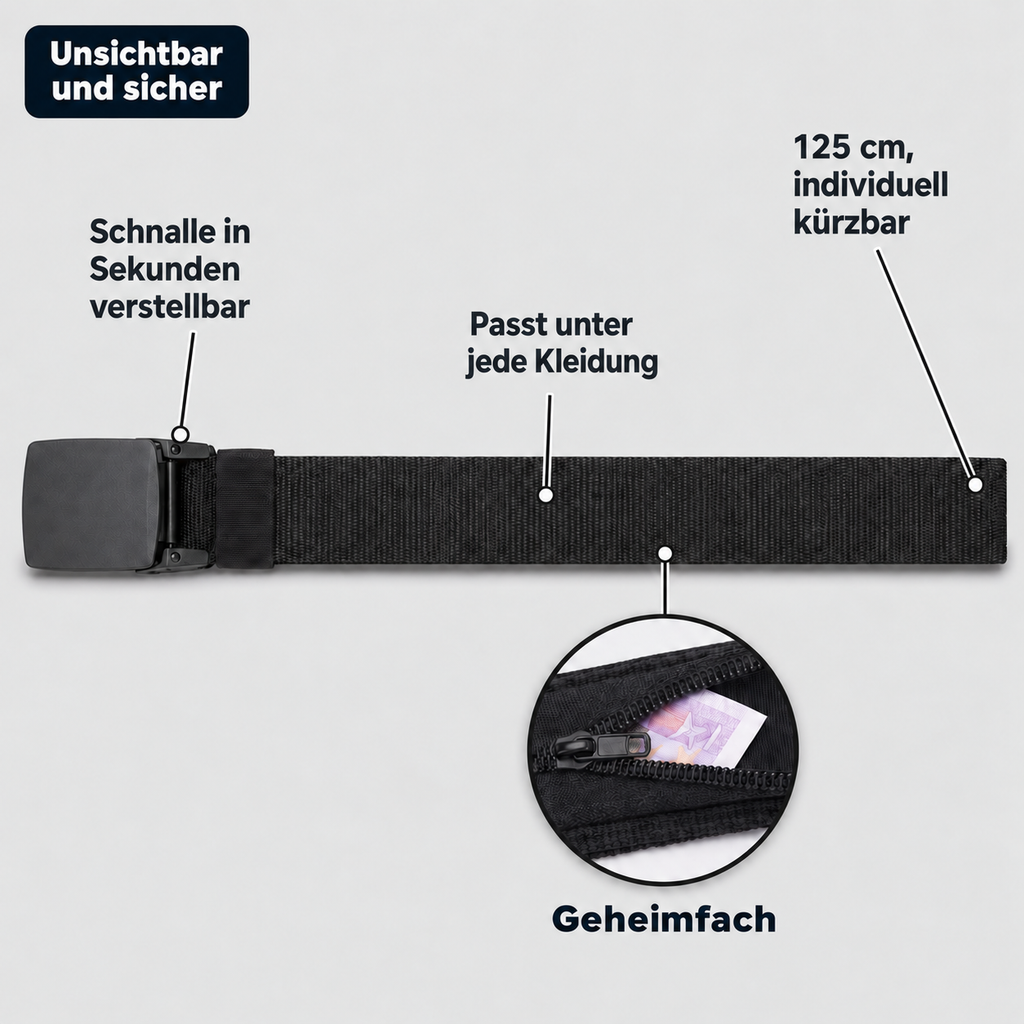 Sicherheitsgürtel mit Geheimfach